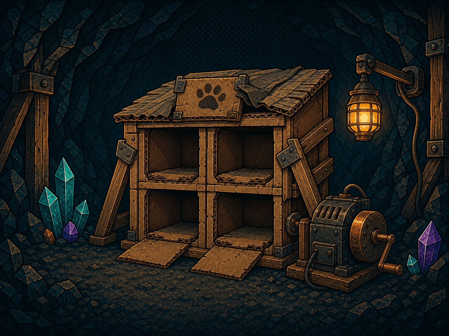Cardboard Kennel facility illustration
